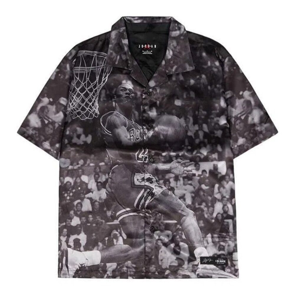 Nike Jordan A ma maniere Satin Button Up Short Sleeve Shirt Size: XS Black